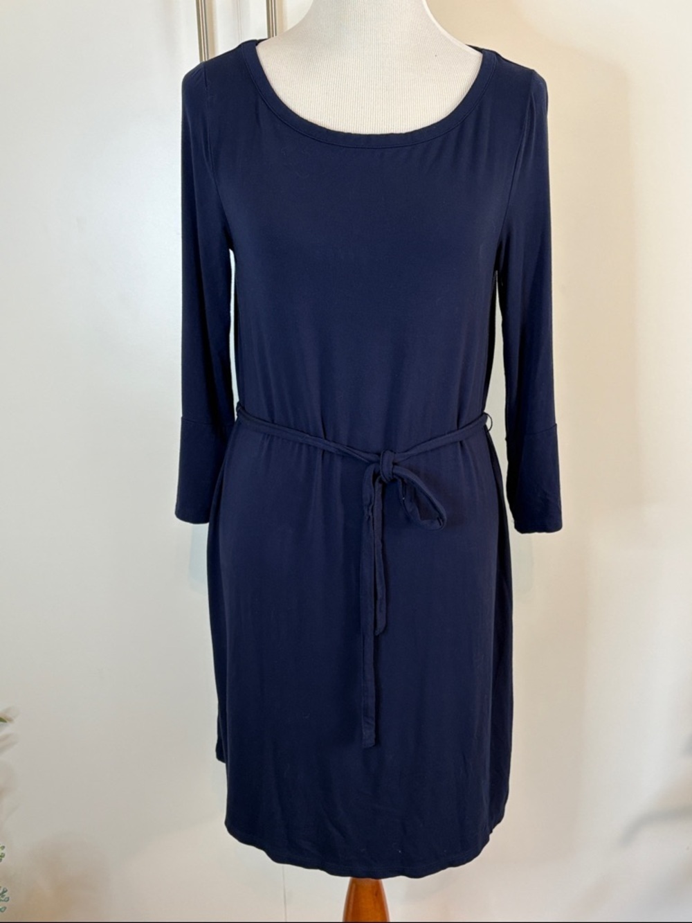 Boden Navy Belted Jersey Scoop Neck Dress | 8L